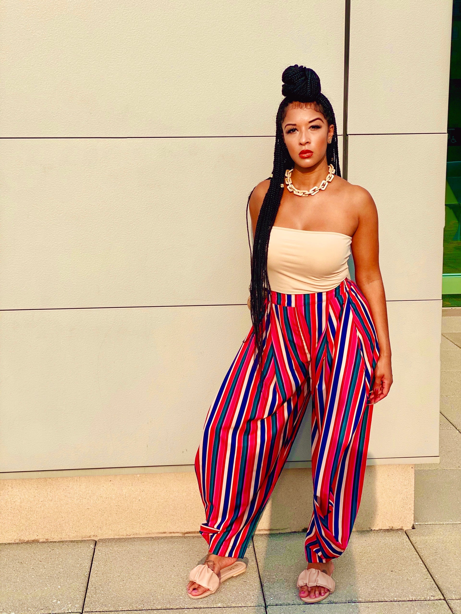 The “In Living Color” striped wide leg jogger pants